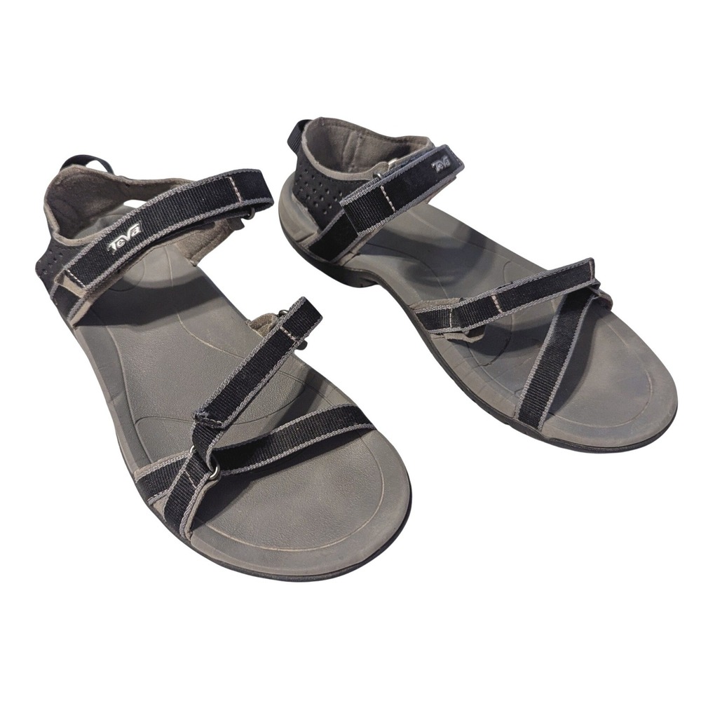 Teva Verra Gray Black Sport Sandals Womens 7.5 Hiking Travel Water 1006263